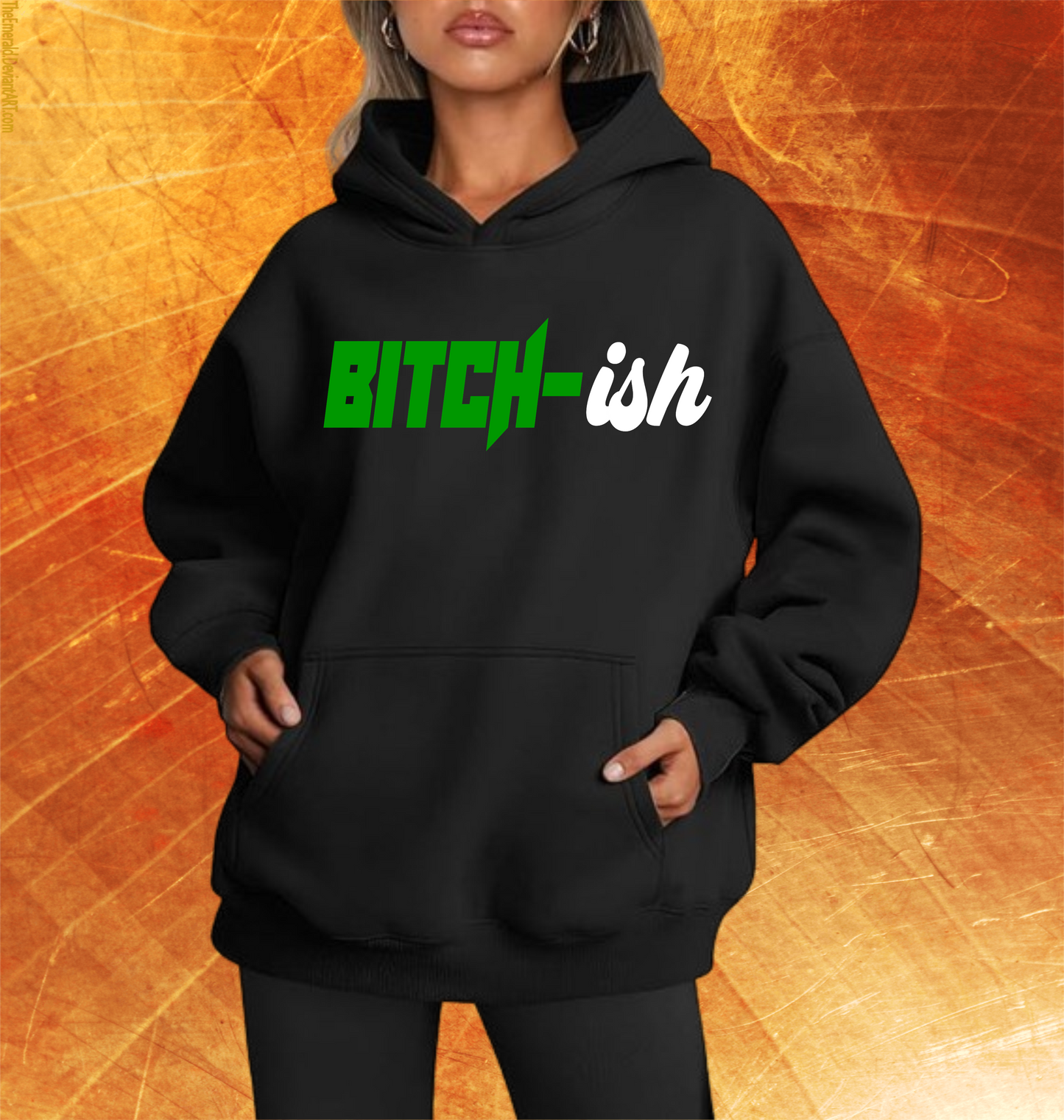 BITCH-ISH BLACK HOODIE (VARIOUS PRINT COLORS AVAILABLE)