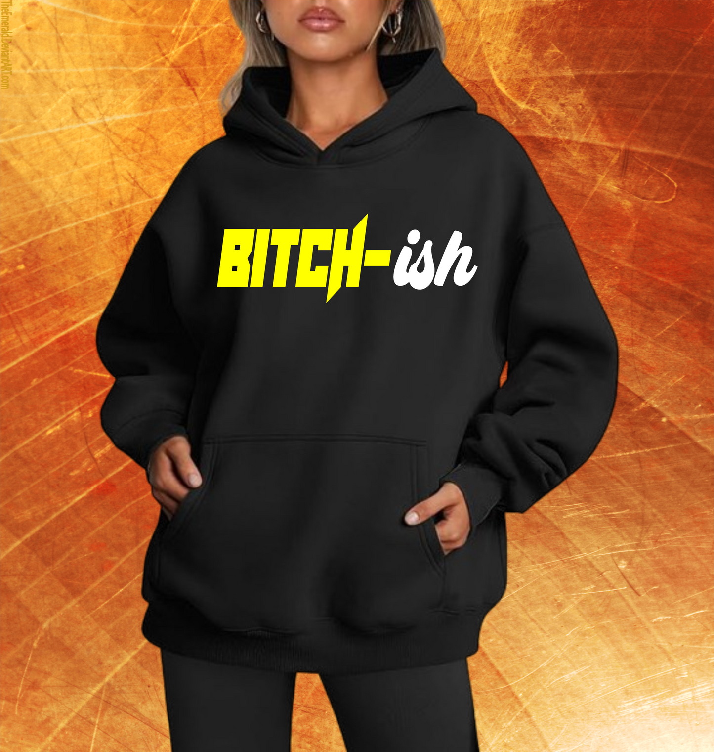 BITCH-ISH BLACK HOODIE (VARIOUS PRINT COLORS AVAILABLE)