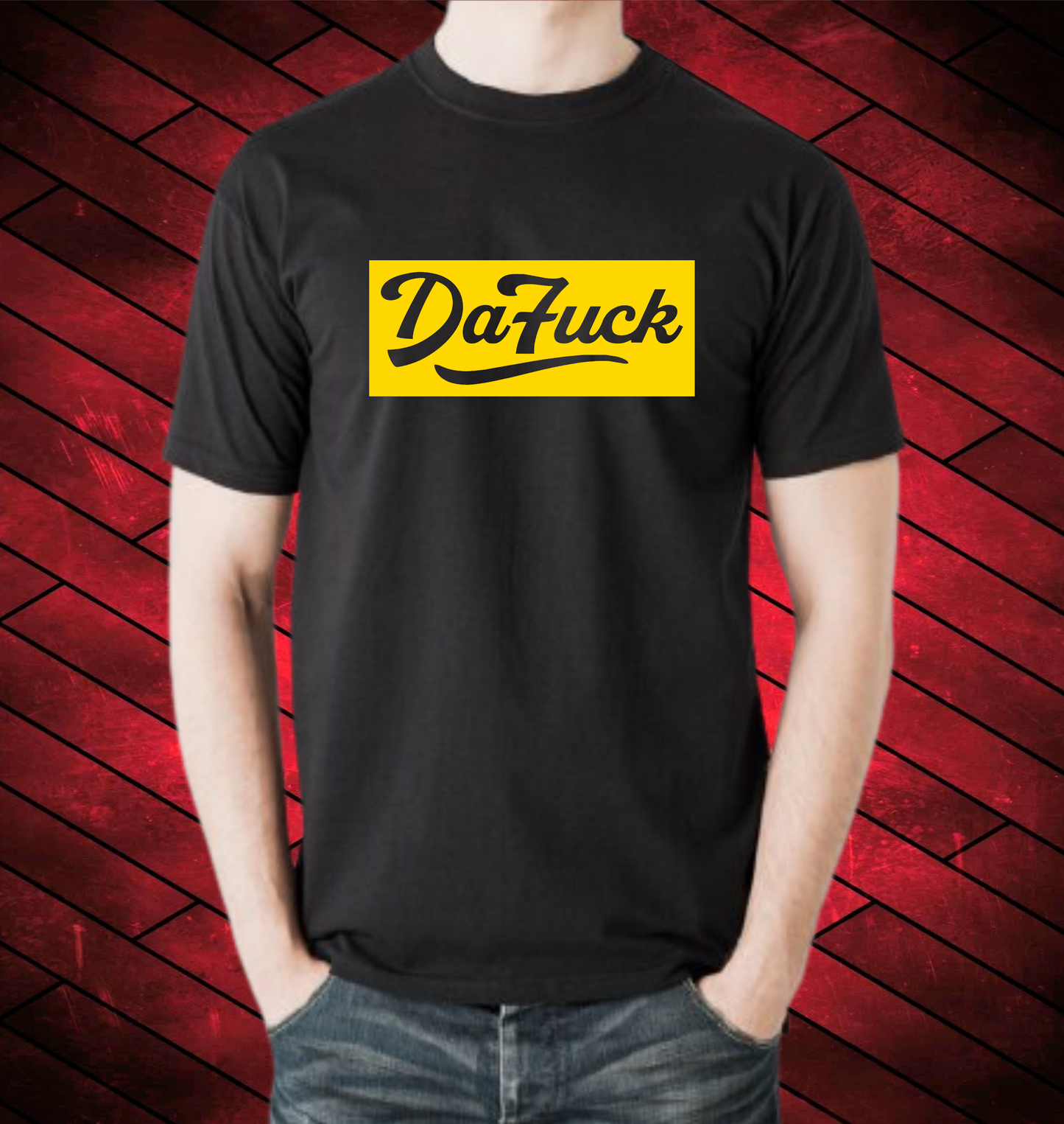 "DaFUCK" BLOCKED TShirt: BLACK WITH (WHITE, RED, BLUE, GREEN or YELLOW)