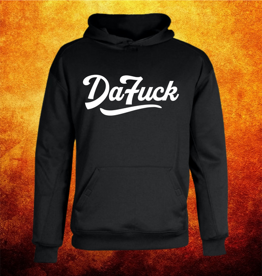 DaFUCK BLACK HOODIE WITH CURSIVE PRINT IN (WHITE, RED, BLUE, GREEN, YELLOW)