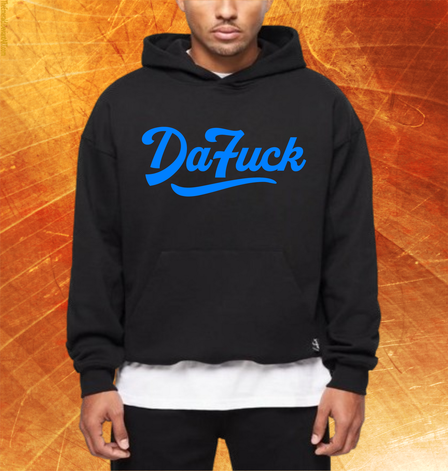 DaFUCK BLACK HOODIE WITH CURSIVE PRINT IN (WHITE, RED, BLUE, GREEN, YELLOW)