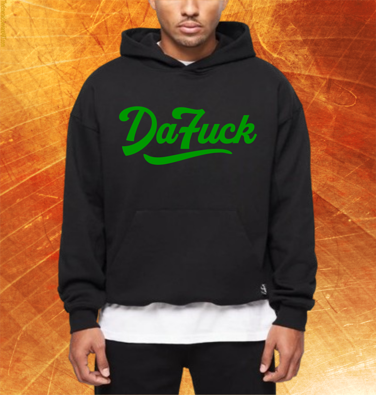 DaFUCK BLACK HOODIE WITH CURSIVE PRINT IN (WHITE, RED, BLUE, GREEN, YELLOW)