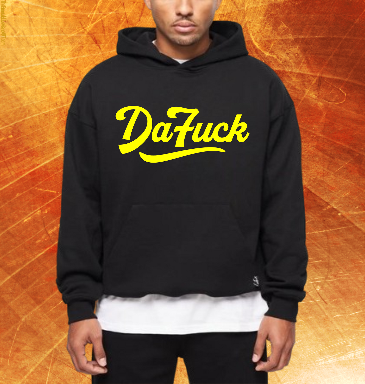 DaFUCK BLACK HOODIE WITH CURSIVE PRINT IN (WHITE, RED, BLUE, GREEN, YELLOW)