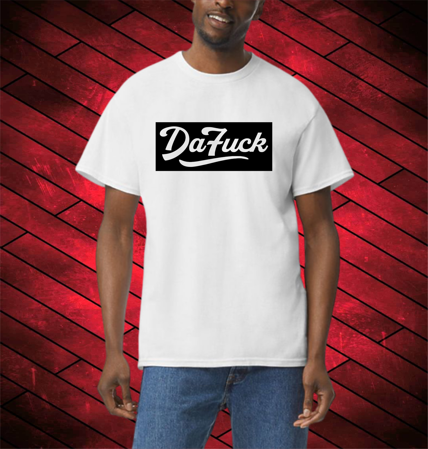 "DaFUCK" BLOCKED TShirt: WHITE WITH (BLACK, RED, BLUE, GREEN or YELLOW)