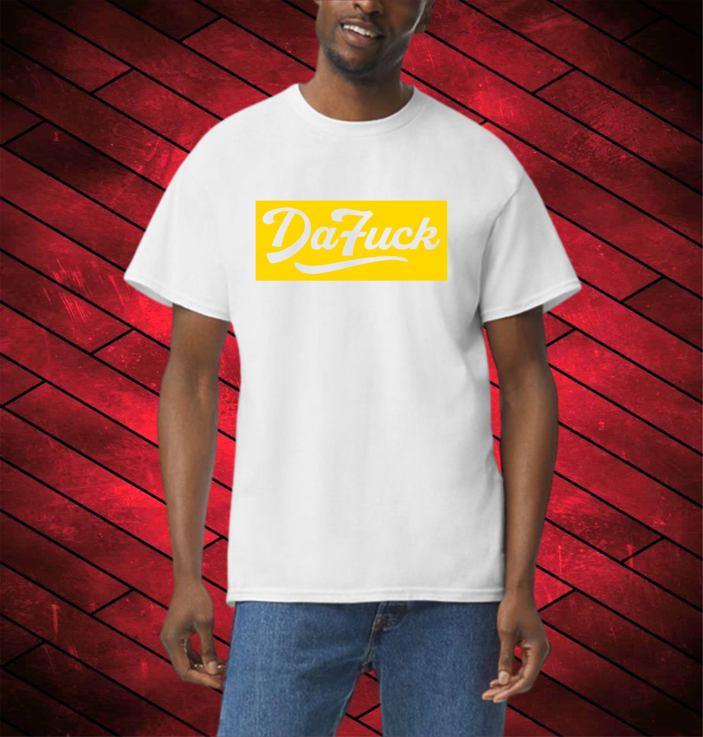 "DaFUCK" BLOCKED TShirt: WHITE WITH (BLACK, RED, BLUE, GREEN or YELLOW)